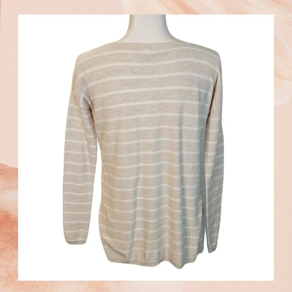 SOFT JOIE Beige & White Striped Light Knit Sweater - Picture 3 of 3
